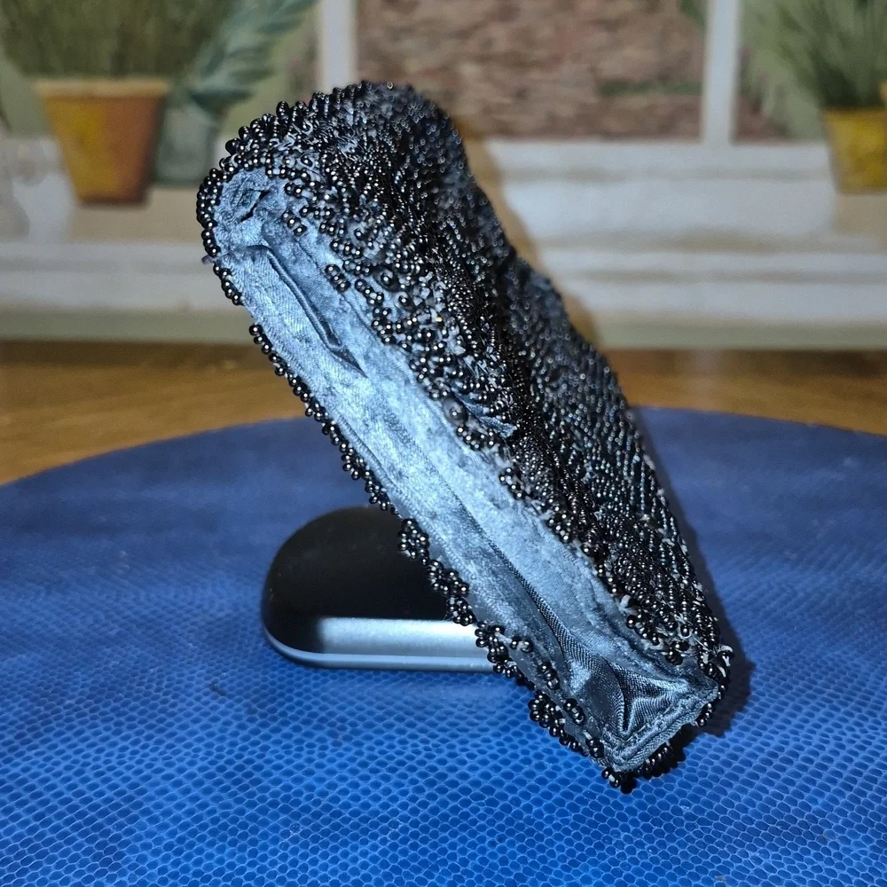 La Regale Elegant Black Beaded Clutch (#709) Made In Hong Kong.from The 50s.